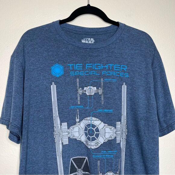 Star Wars Heather Blue Tie Fighter Special Forces Short Sleeve T Shirt Large - Picture 3 of 10